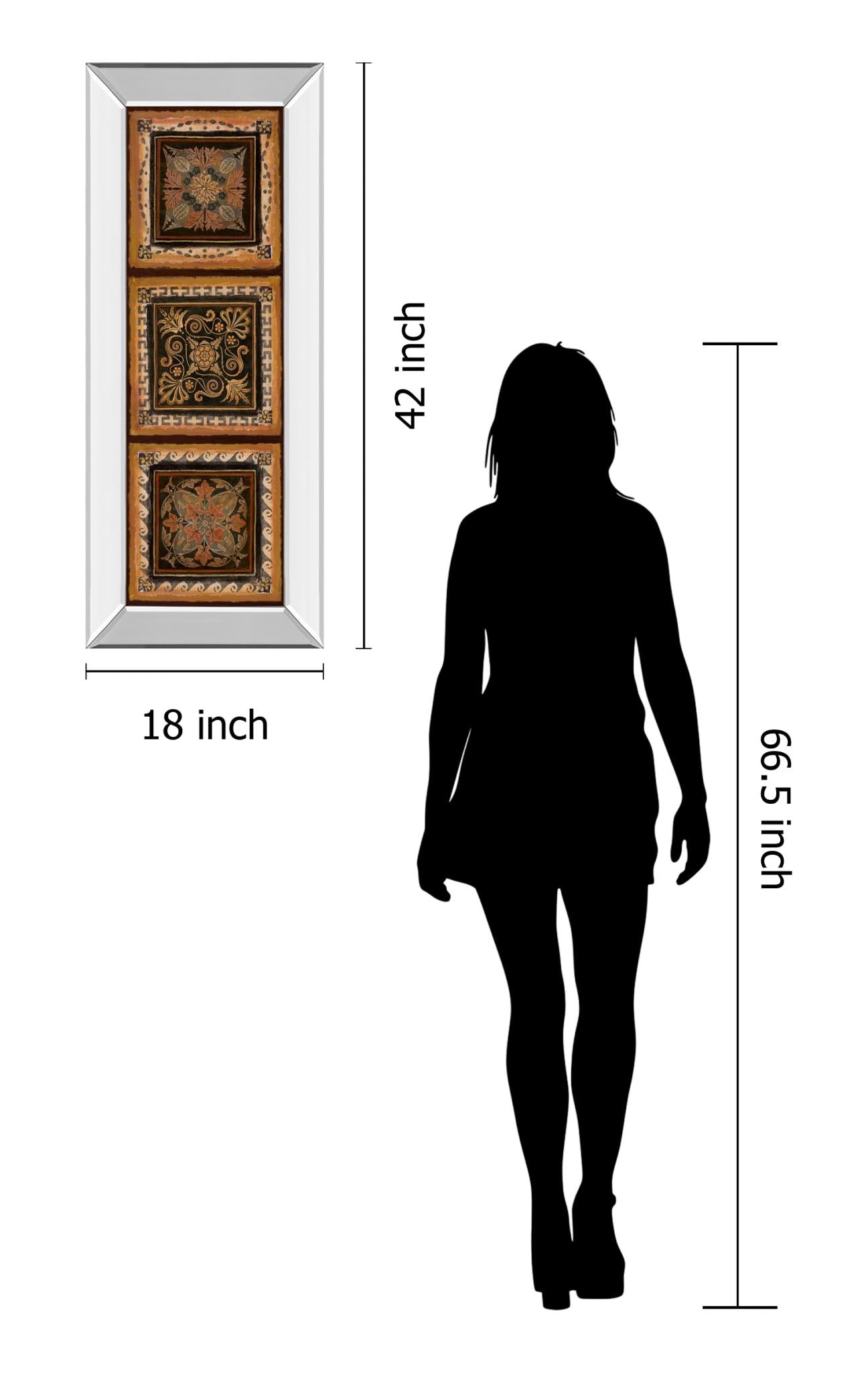 Mirrored Frame Folk Art Panel Ii By Tava Studios 18X42 Mirror Frame Print