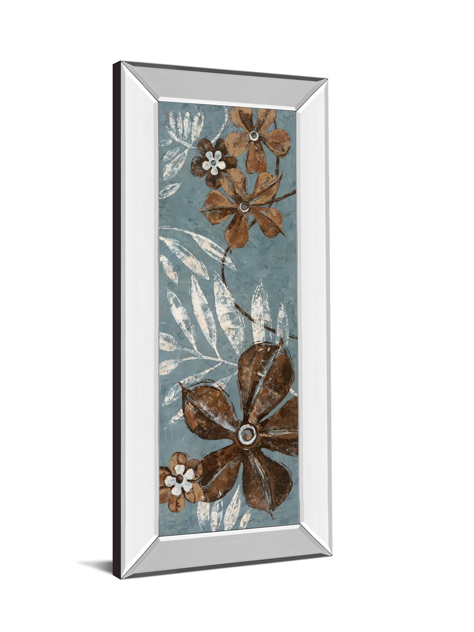 Mirrored Frame Denim Garden I By Maria Donovan 18X42 Mirror Frame Print