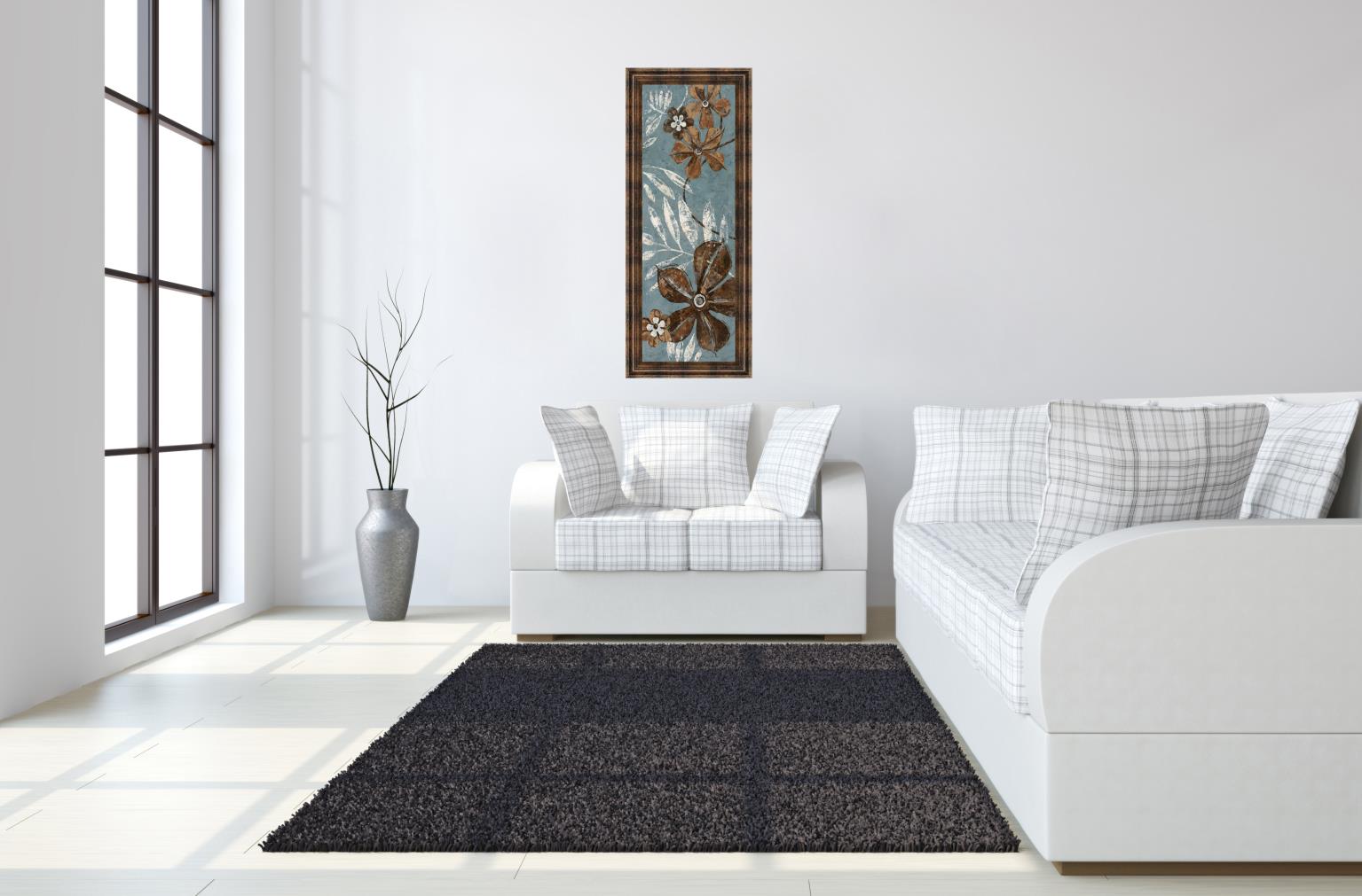 Denim Garden I By Maria Donovan 18X42 Framed Print