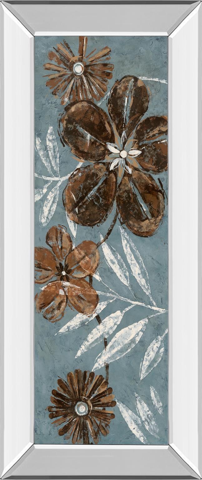 Mirrored Frame Denim Garden Ii By Maria Donovan 18X42 Mirror Frame Print