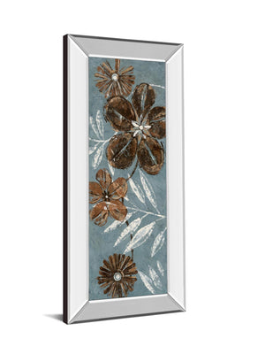 Mirrored Frame Denim Garden Ii By Maria Donovan 18X42 Mirror Frame Print