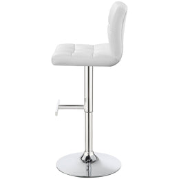 Lenny Upholstered Adjustable Bar Stool Black / White (Set of 2)