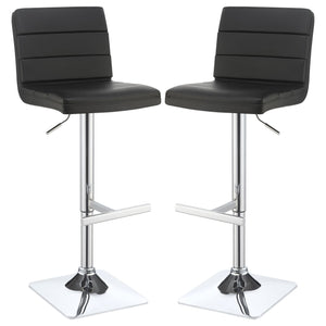 Bianca Upholstered Adjustable Bar Stool Black (Set of 2)