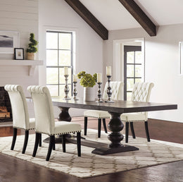 Phelps  Rectangular Dining Table Set Distressed Noir