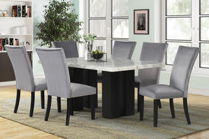 1220 Black - (FAUX MARBLE) Dining Table with 6 Chairs