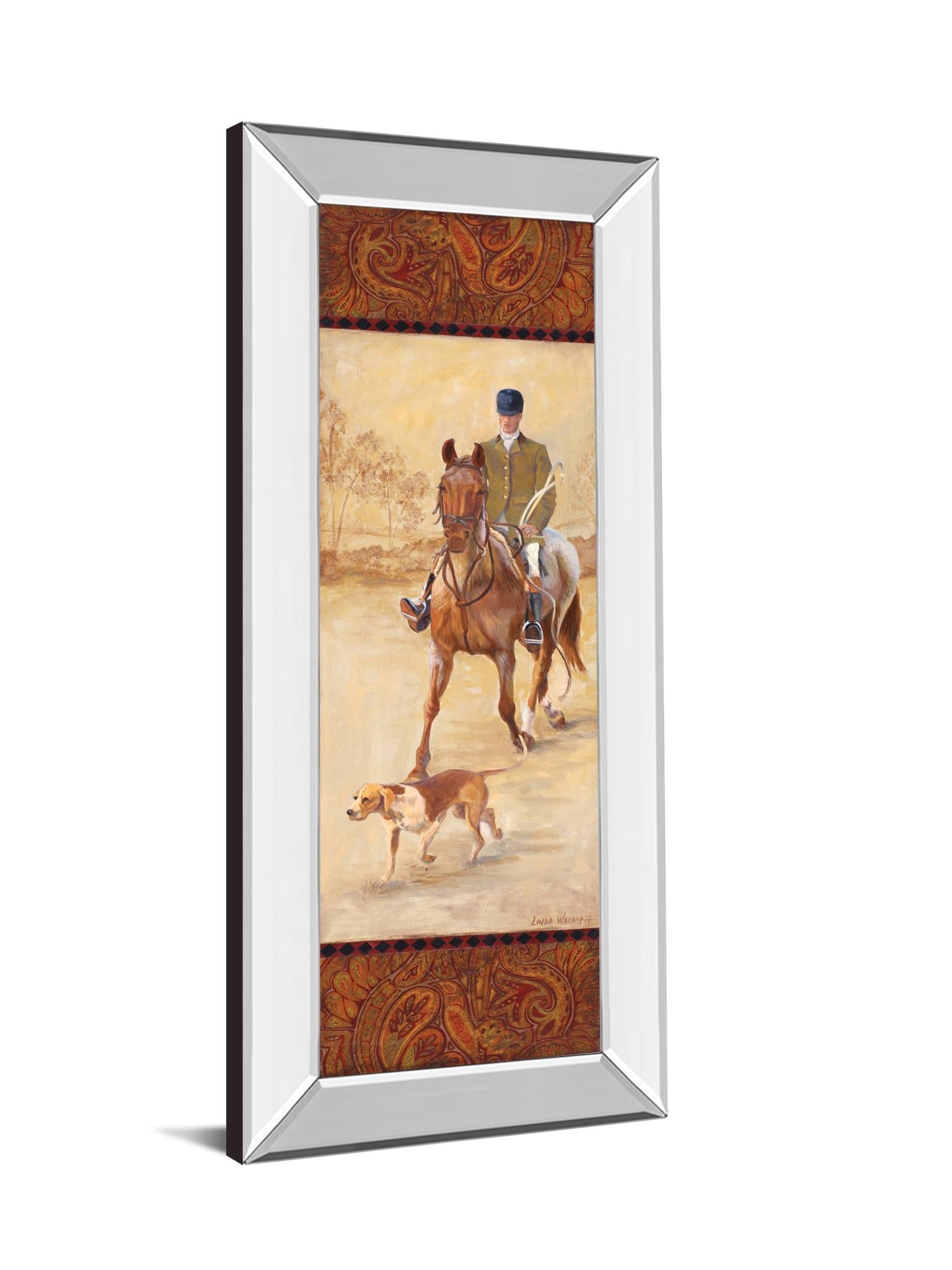 Mirrored Frame On The Hunt Ii By Linda Wacaster 18X42 Mirror Frame Print