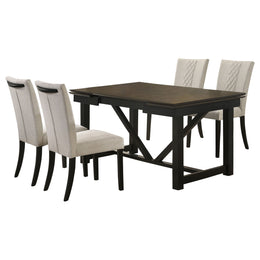 Malia  Refractory Extension Leaf Dining Table Set Oak