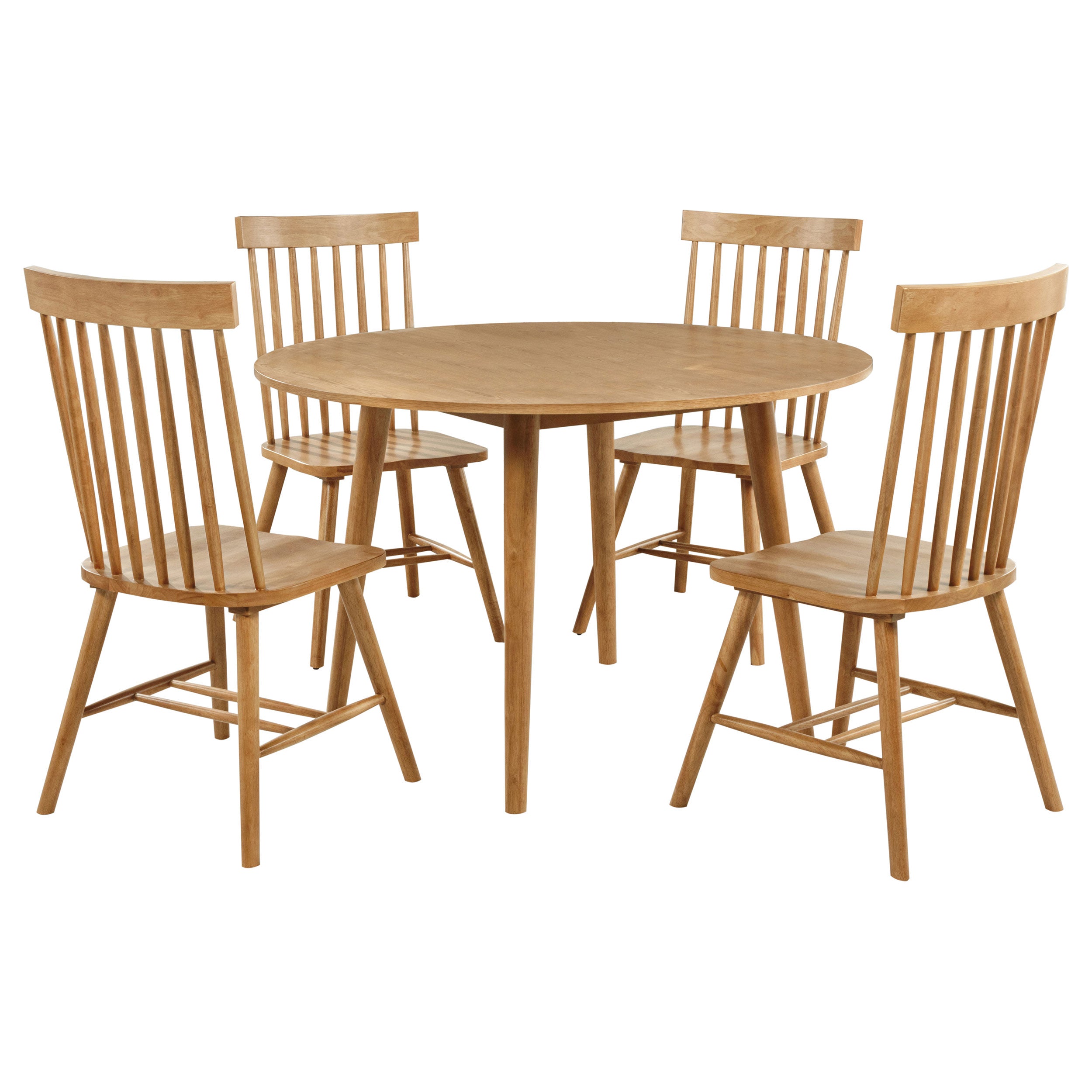 Andrews Round Wood Dining Room Table Set Light Ash