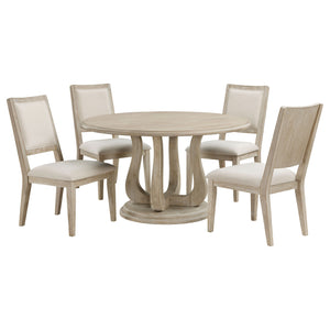 Trofello  Round Dining Table Set White Washed