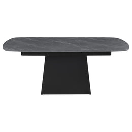 Potero 73-inch Faux Marble Extension Leaf Dining Table Black