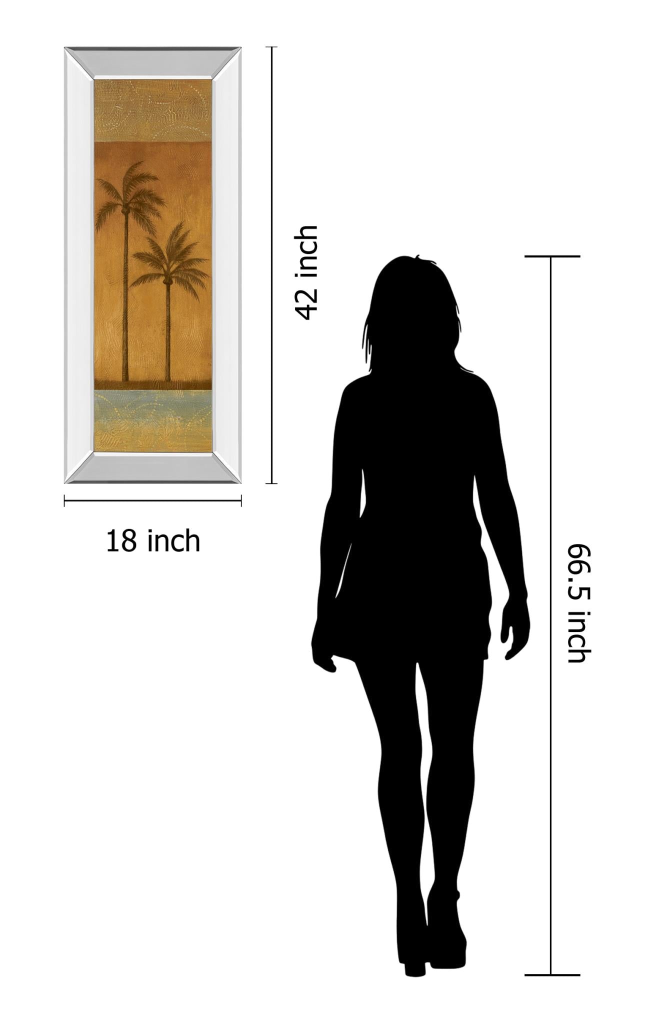 Mirrored Frame Golden Palm Ii By Jordan Grey 18X42 Mirror Frame Print