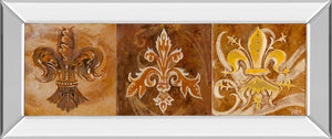Mirrored Frame Fleur De Lis Trio Ii By Thomas Riker 18X42 Mirror Frame Print