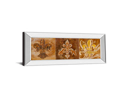 Mirrored Frame Fleur De Lis Trio Ii By Thomas Riker 18X42 Mirror Frame Print