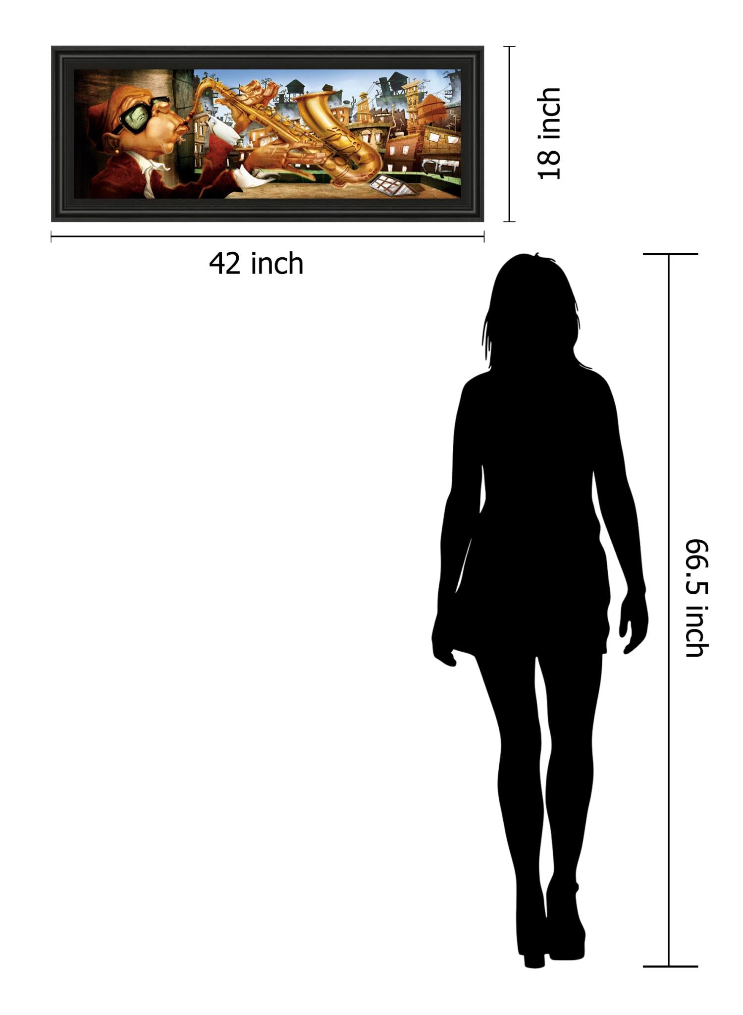 Saxo City In Blue By Adam Perez 18X42 Framed Print