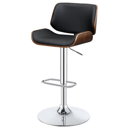 Folsom Upholstered Adjustable Bar Stool Black / Ecru and Chrome