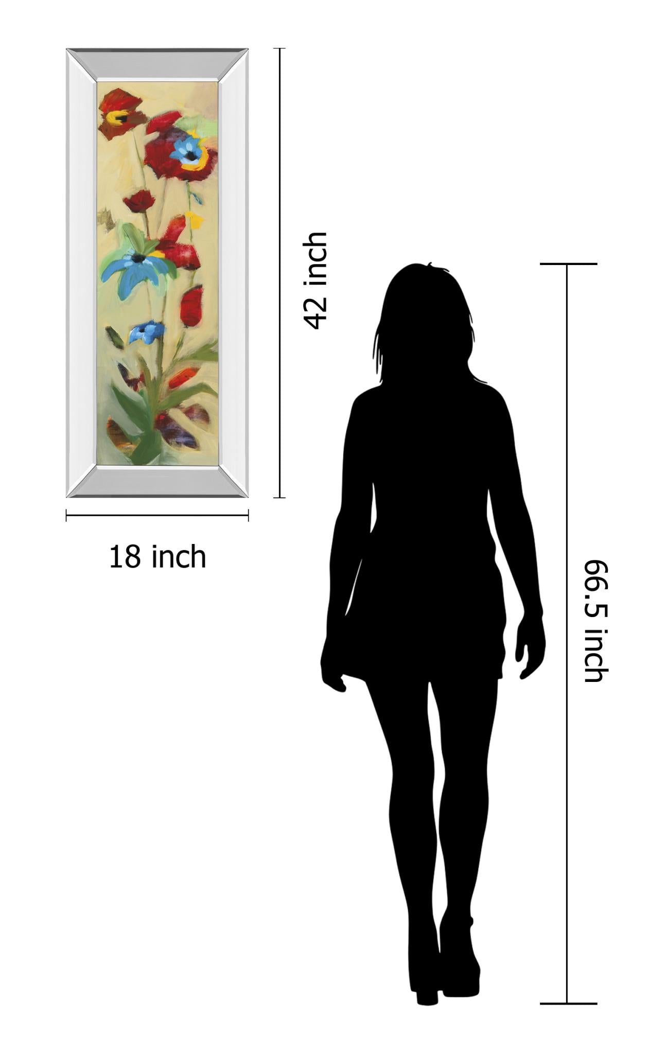 Mirrored Frame Wildflower Ii By Jennifer Zybala 18X42 Mirror Frame Print