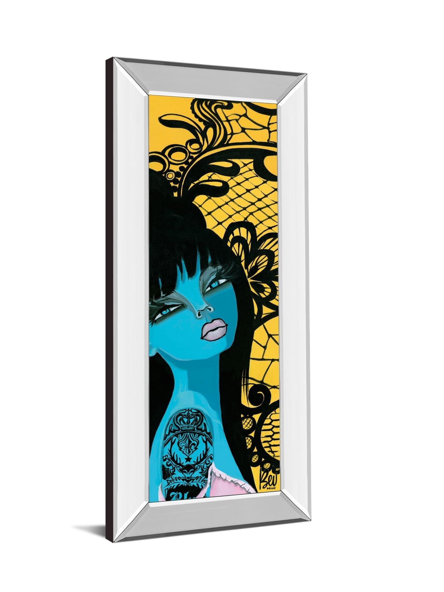 Mirrored Frame Ink Chiffon I By Bev Hogue 18X42 Mirror Frame Print