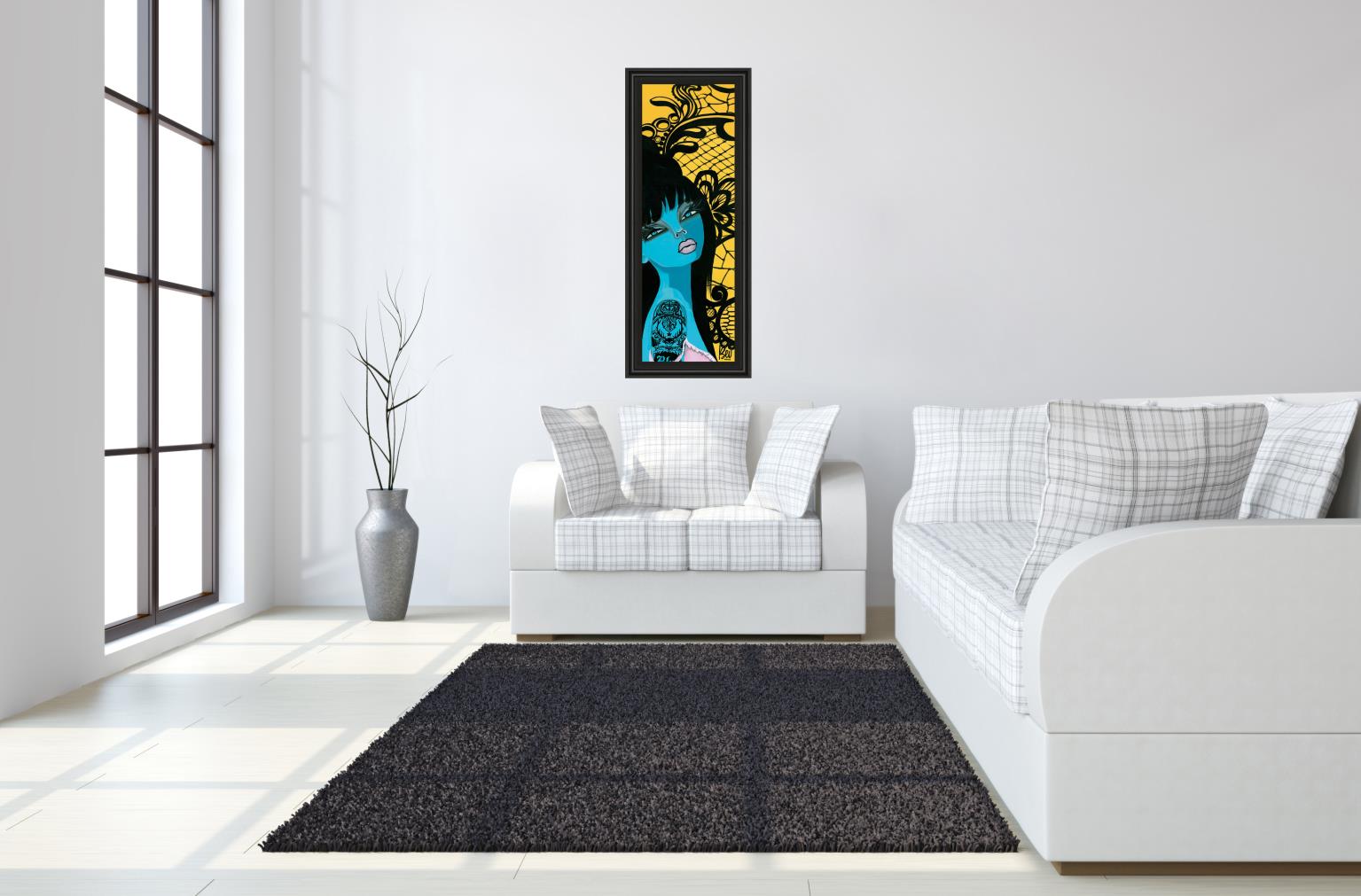 Ink Chiffon I By Bev HogueÂ  18X42 Framed Print