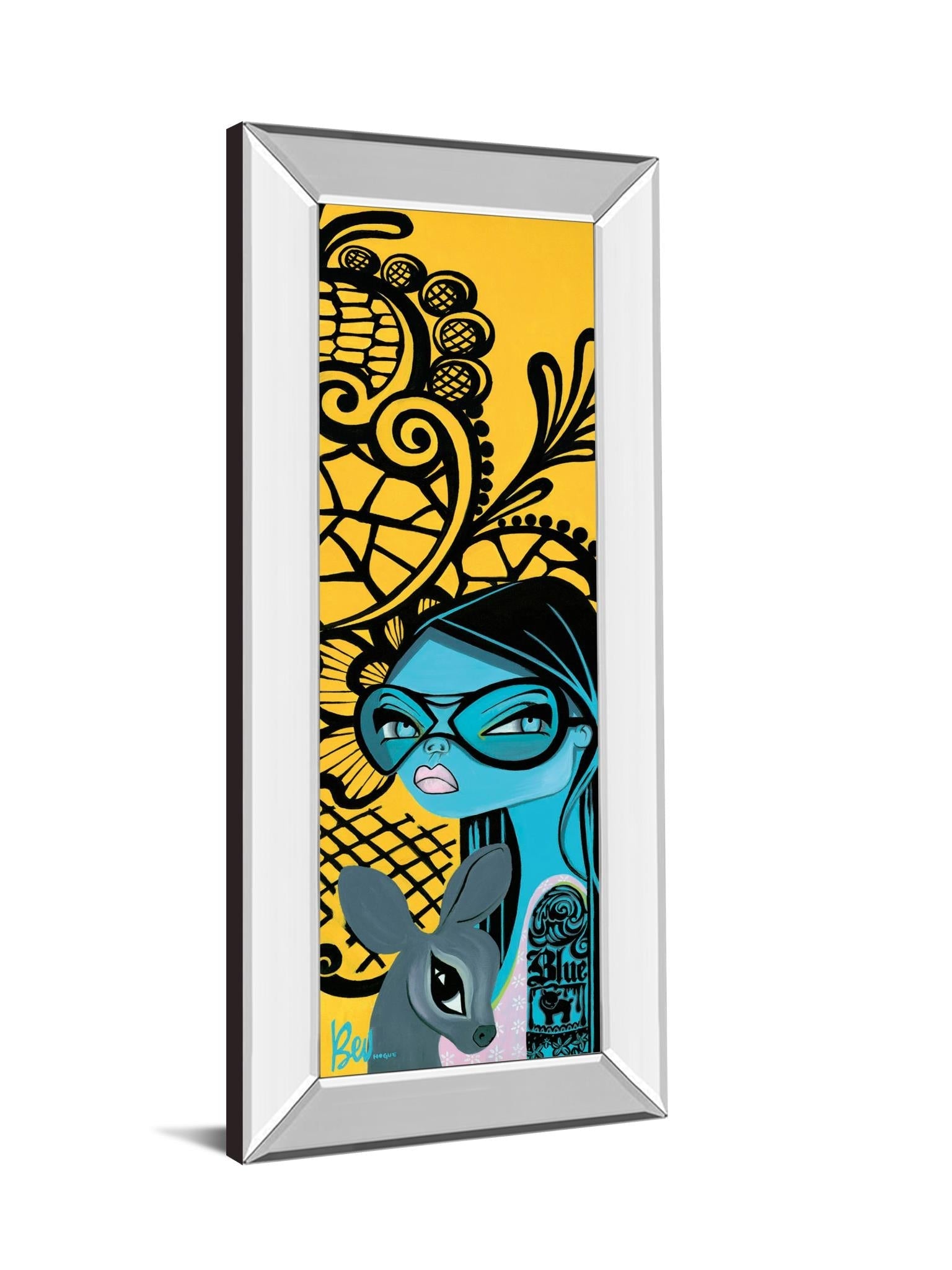 Mirrored Frame Ink Chiffon Ii By Bev Hogue 18X42 Mirror Frame Print