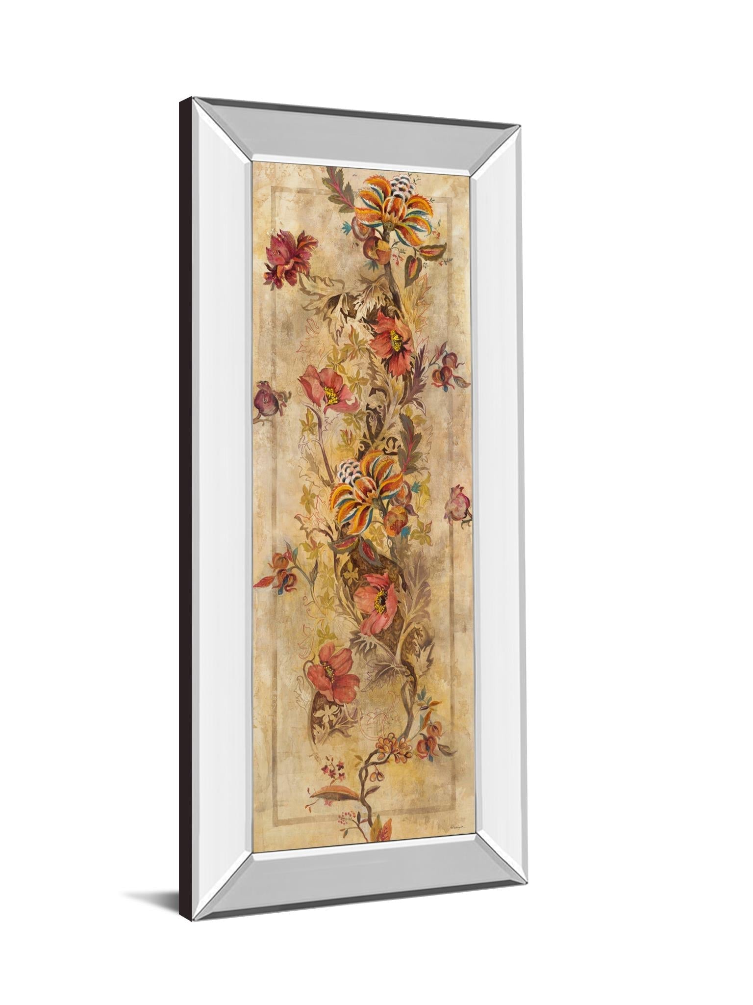 Mirrored Frame Fleur Delicate I By Georgie 18X42 Mirror Frame Print