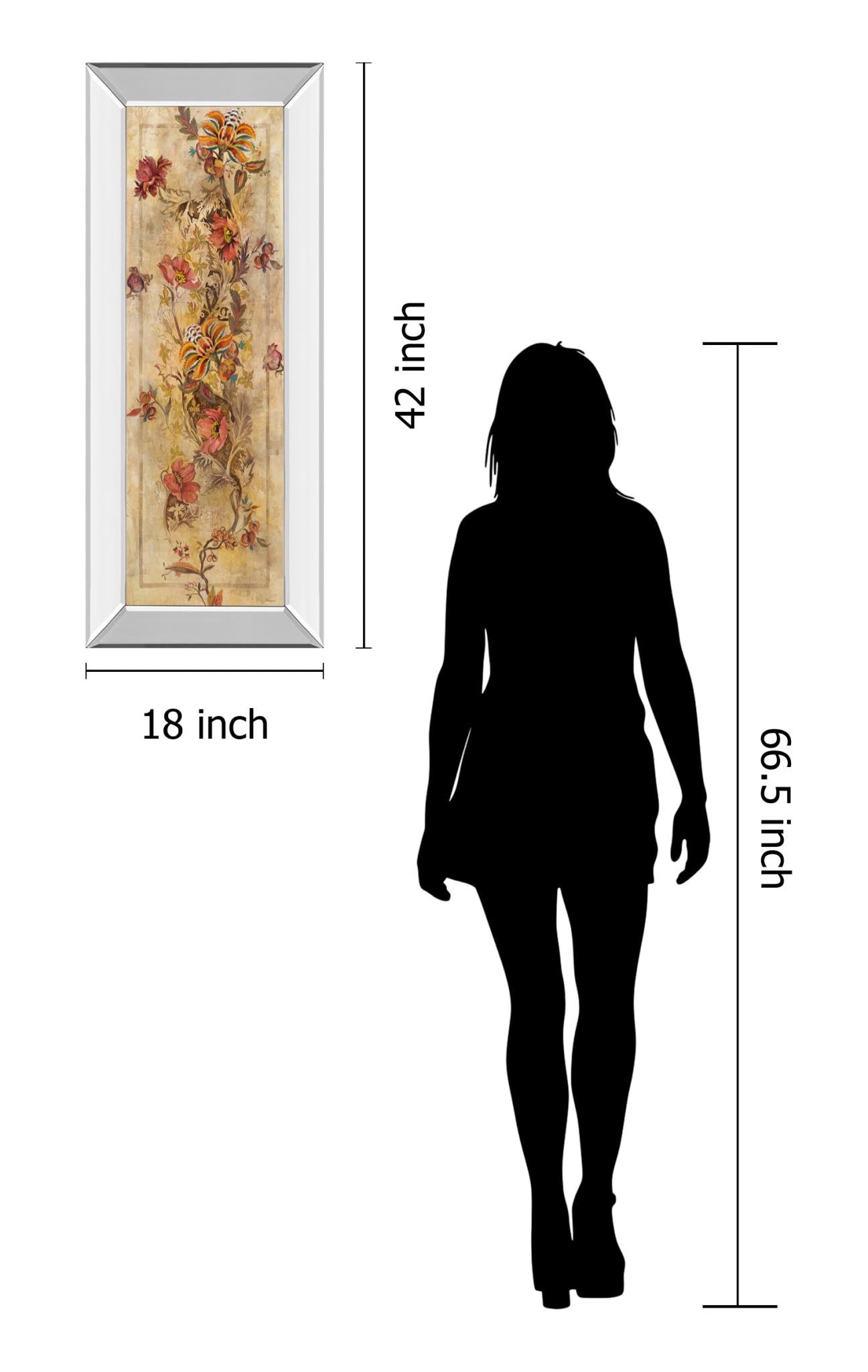 Mirrored Frame Fleur Delicate I By Georgie 18X42 Mirror Frame Print