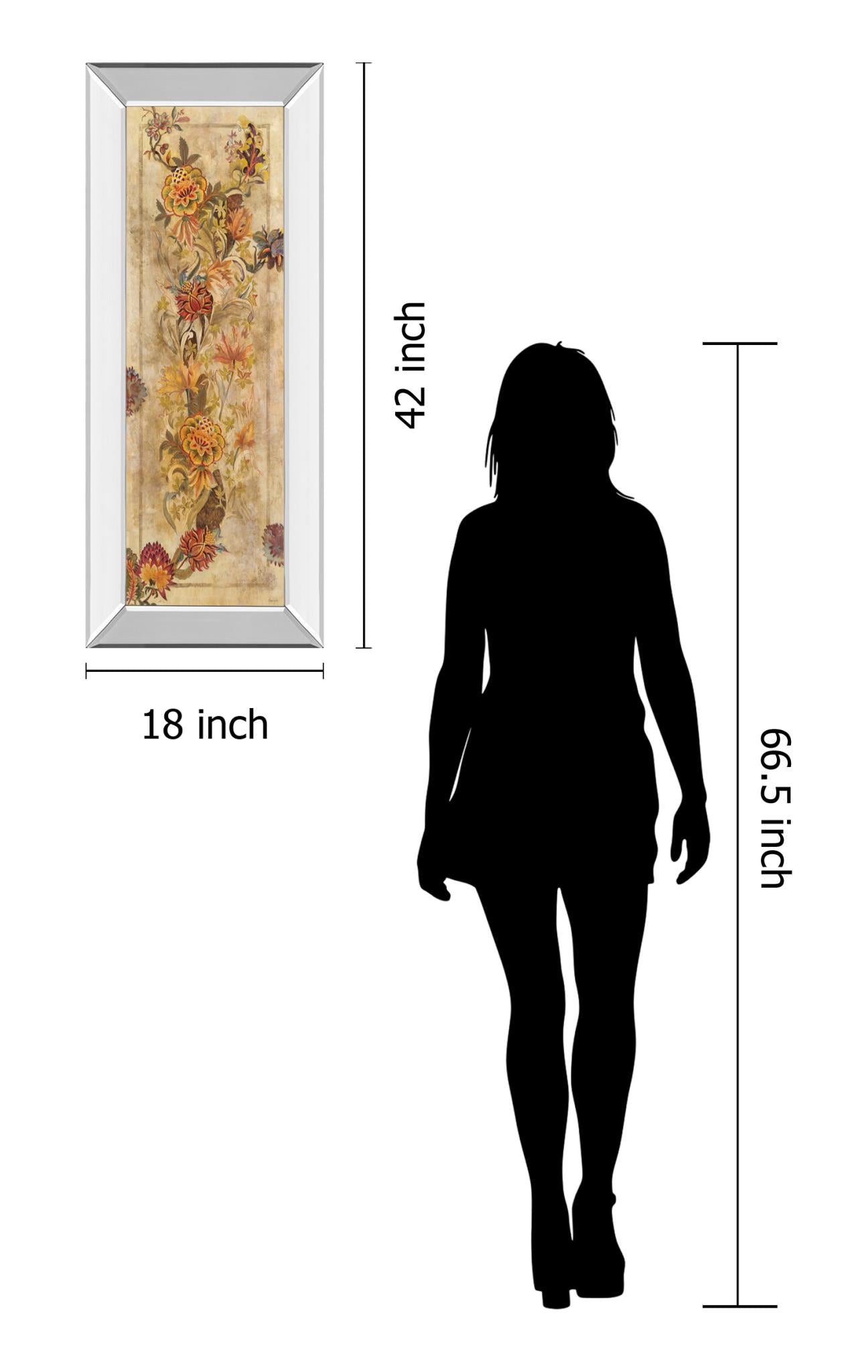 Mirrored Frame Fleur Delicate Ii By Georgie 18X42 Mirror Frame Print