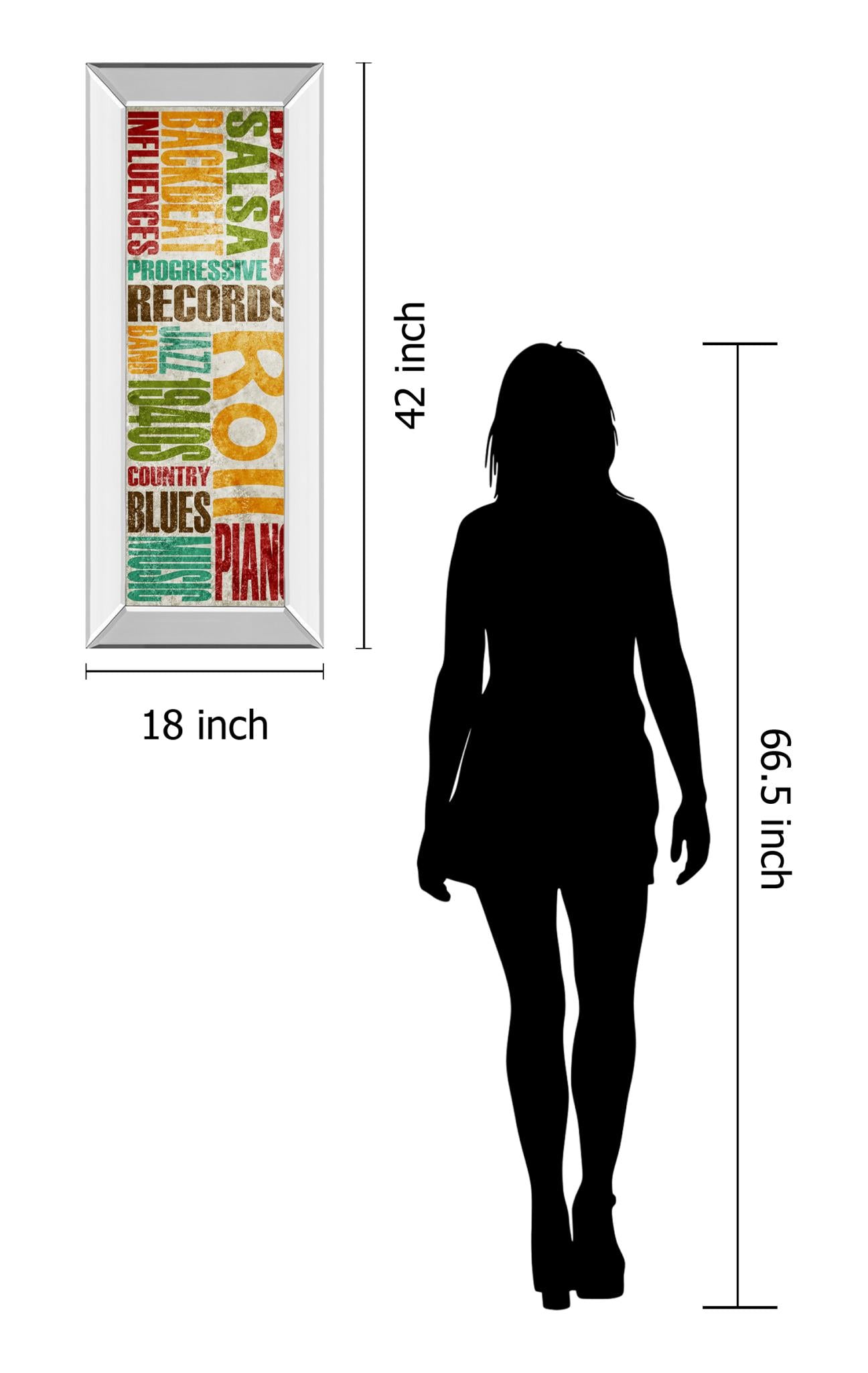 Mirrored Frame Rock & Roll By Sd Graphics Studio 18X42 Mirror Frame Print