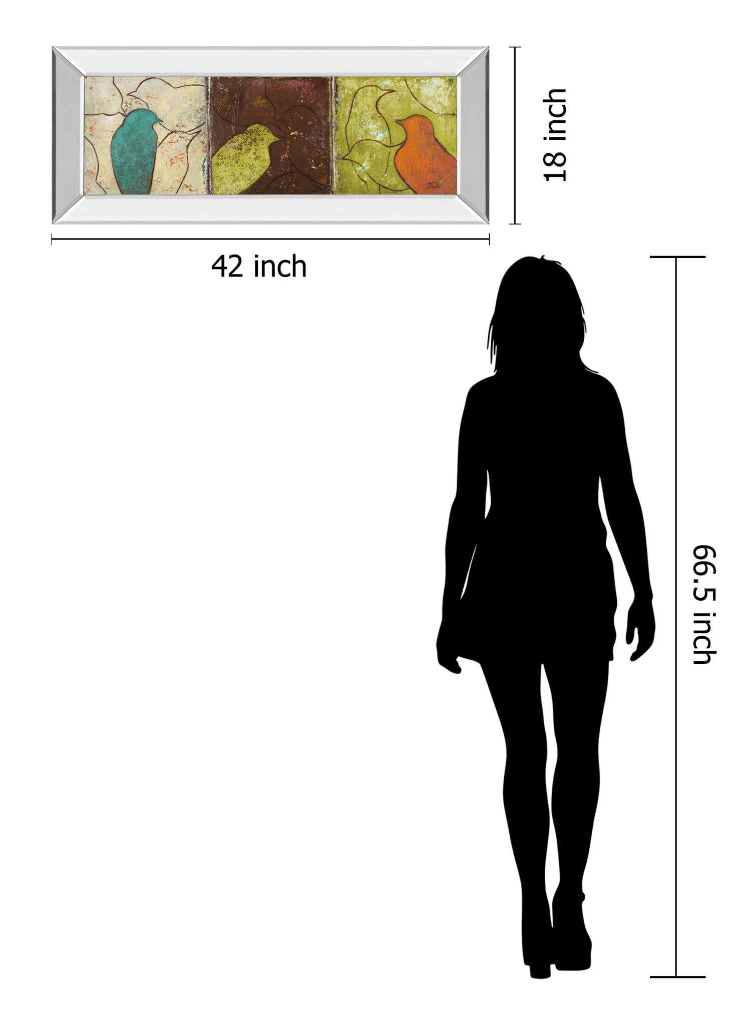 Mirrored Frame Lovely Birds Ii By Patricia Pinto 18X42 Mirror Frame Print