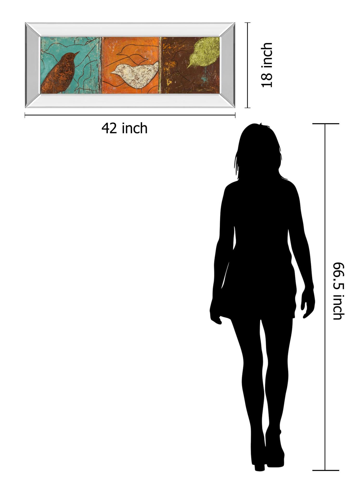 Mirrored Frame Lovely Birds I By Patricia Pinto 18X42 Mirror Frame Print