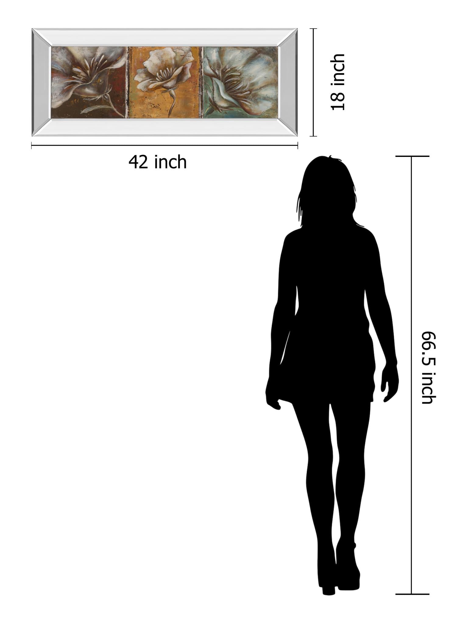 Mirrored Frame The Three Poppies I By Patricia Pinto 18X42 Mirror Frame Print