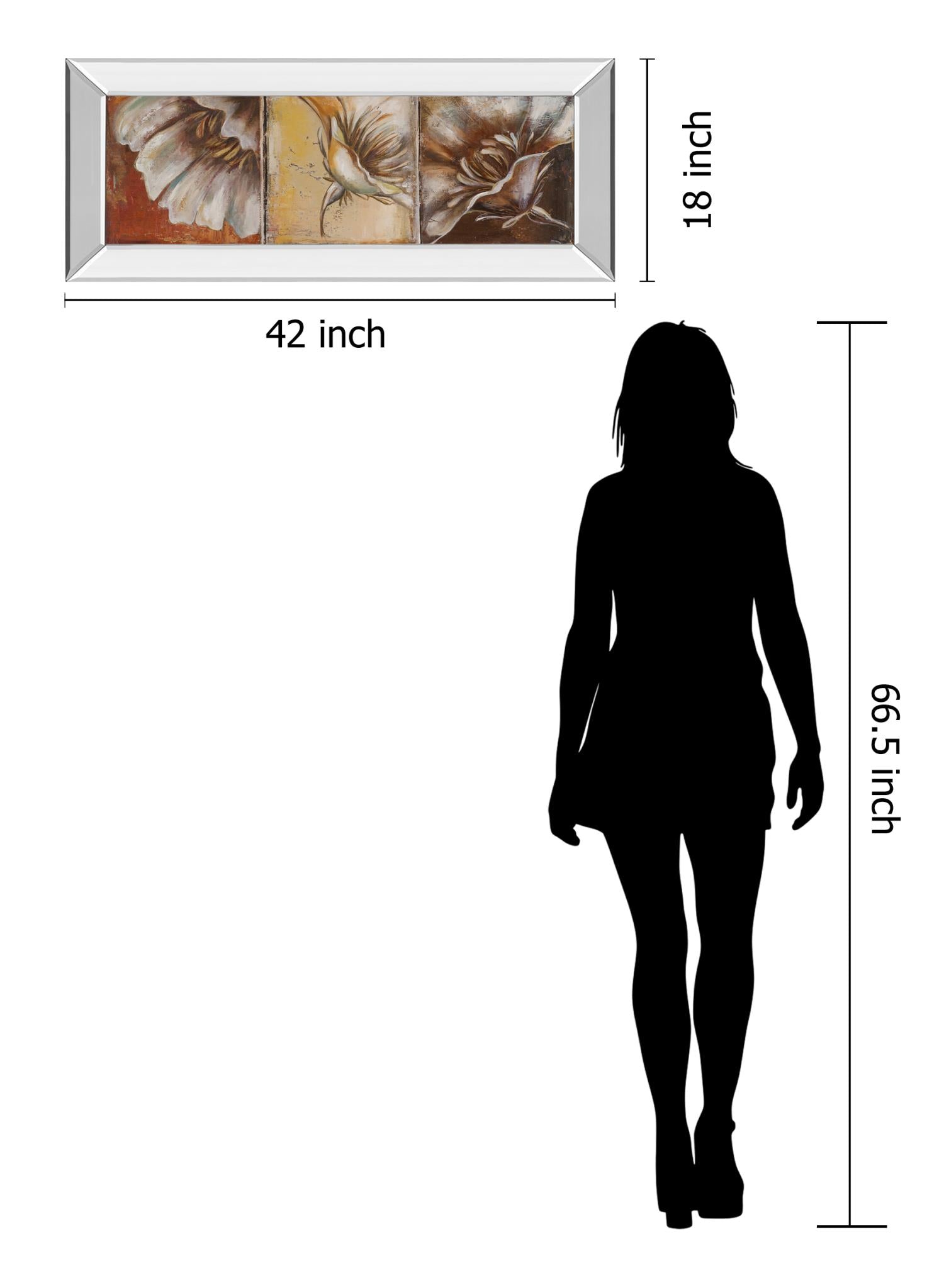 Mirrored Frame The Three Poppies Ii By Patricia Pinto 18X42 Mirror Frame Print