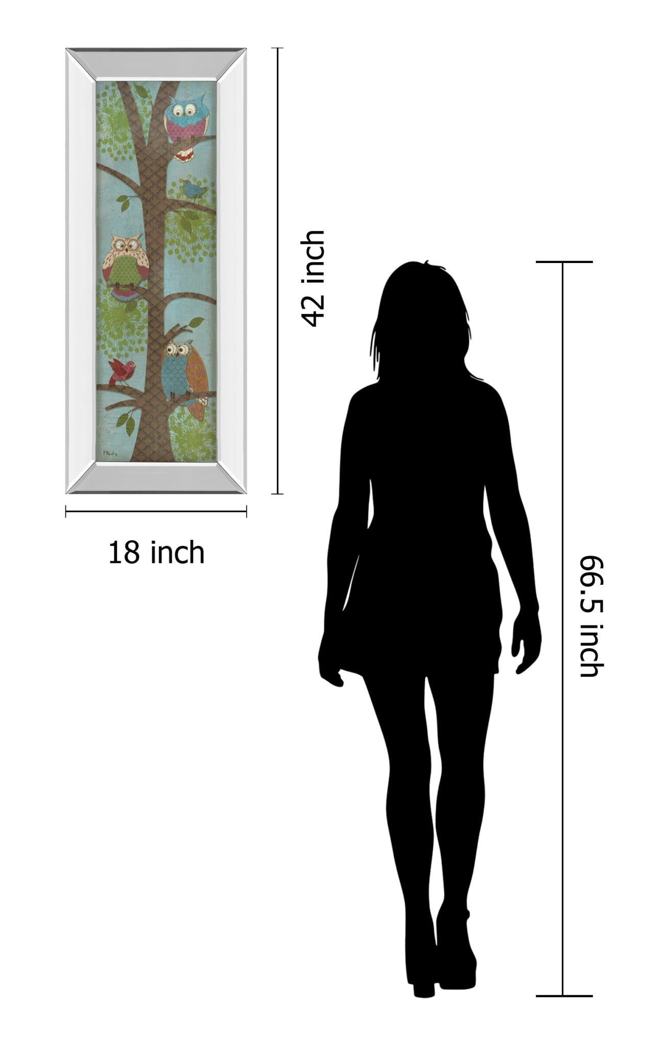 Mirrored Frame Fantasy Owls Panel Ii By Paul Brent 18X42 Mirror Frame Print