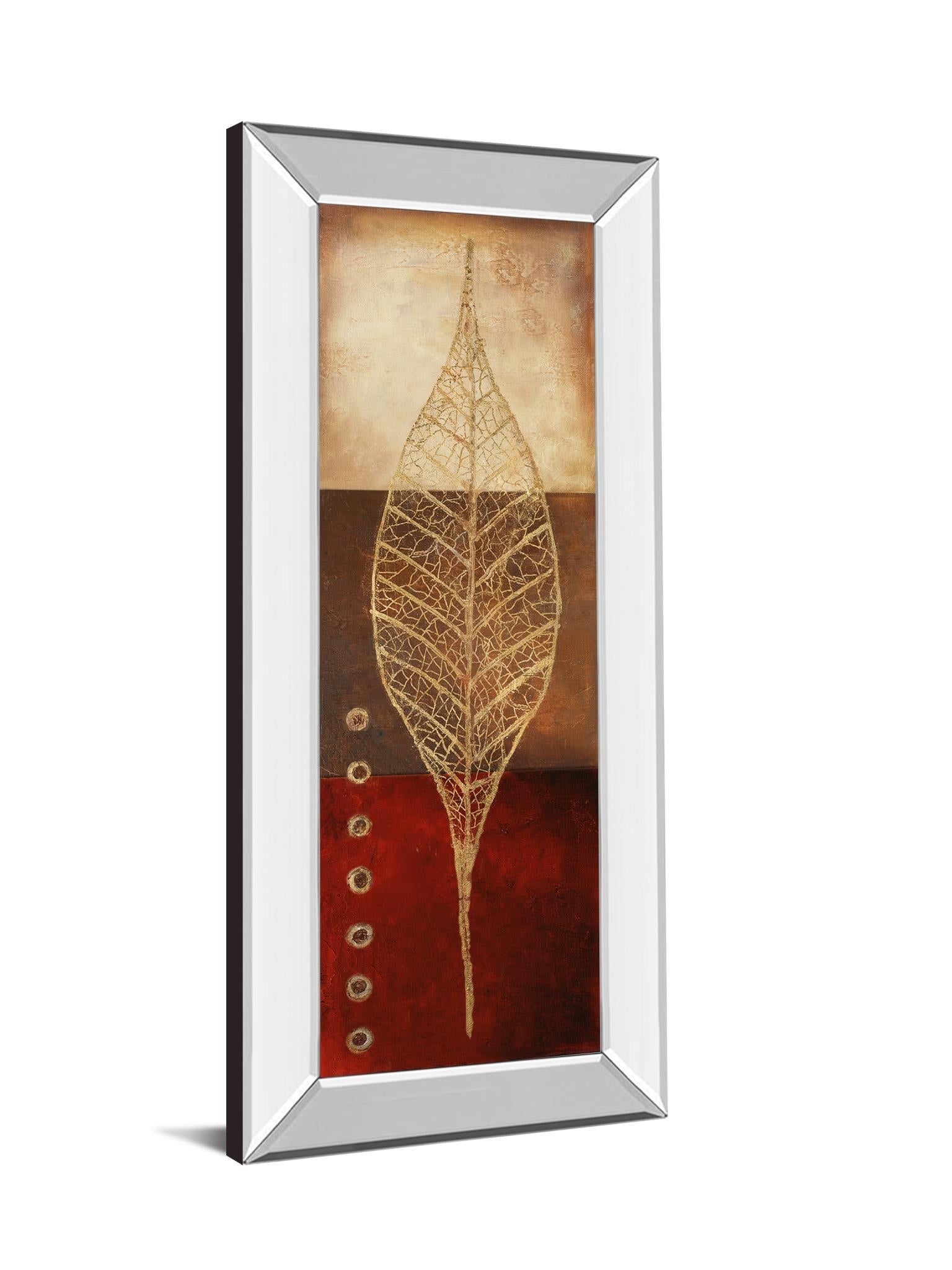 Mirrored Frame Fossil Leaves Ii By Patricia Pinto 18X42 Mirror Frame Print