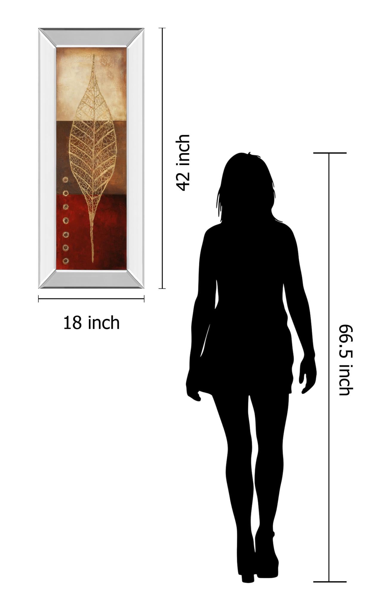 Mirrored Frame Fossil Leaves Ii By Patricia Pinto 18X42 Mirror Frame Print