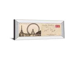 Mirrored Frame Lettre De Paris Ii By Wild Apple Graphics 18X42 Mirror Frame Print
