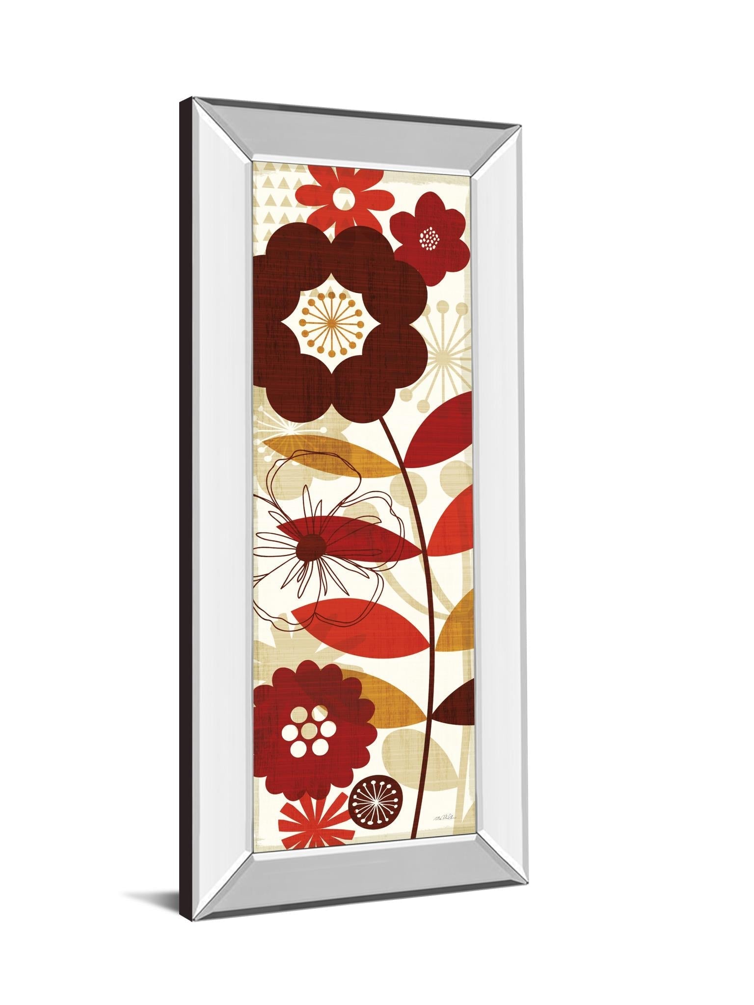 Mirrored Frame Floral Pop Panel I By Mo Mullan 18X42 Mirror Frame Print