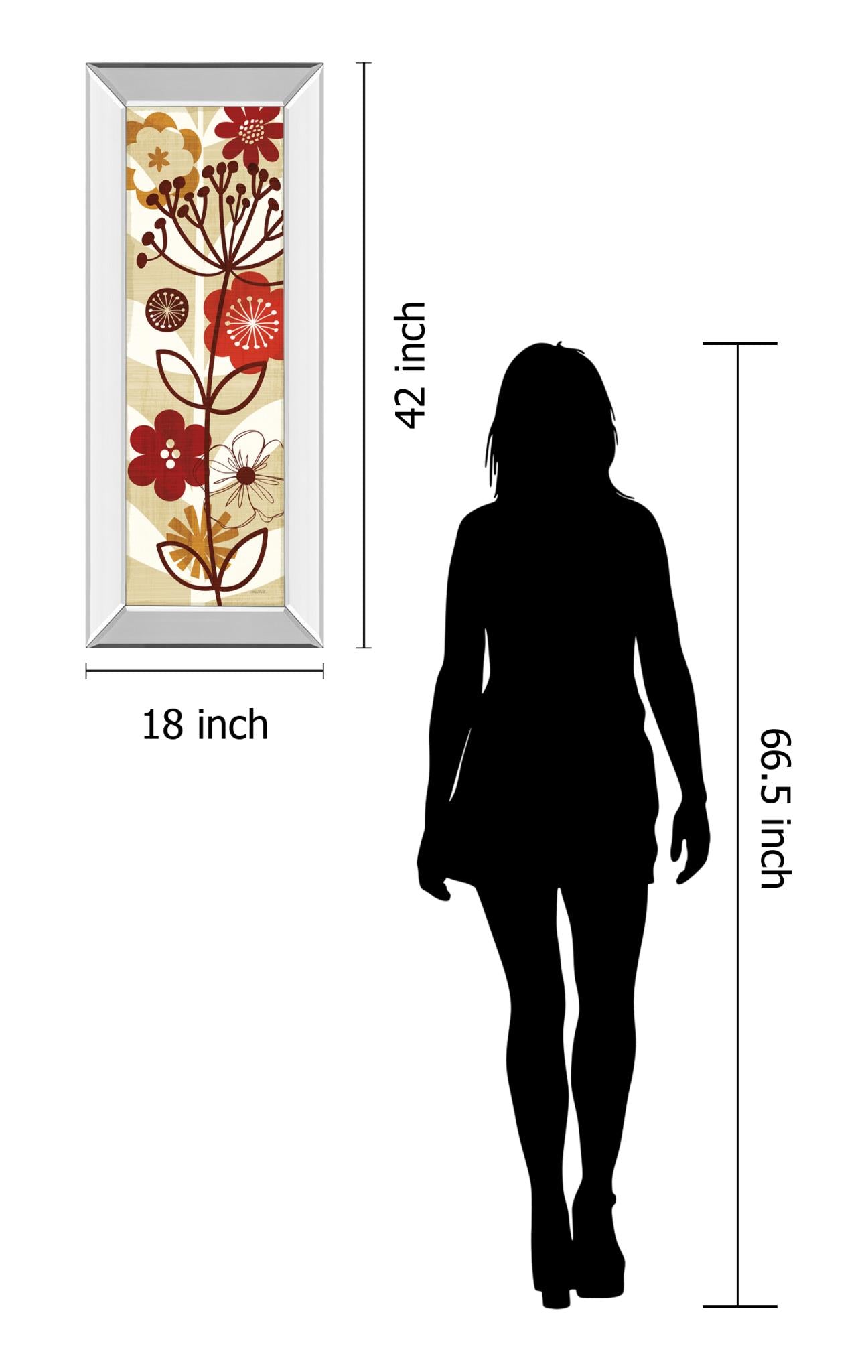 Mirrored Frame Floral Pop Panel Ii By Mo Mullan 18X42 Mirror Frame Print