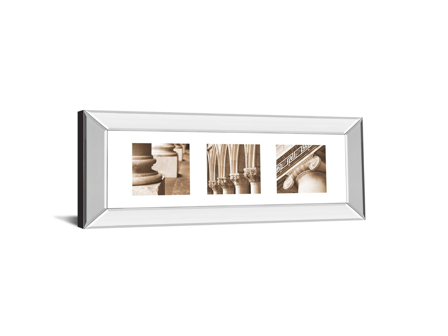 Mirrored Frame Architectual Triptych I By Tony Koukos 18X42 Mirror Frame Print