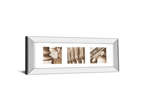Mirrored Frame Architectual Triptych I By Tony Koukos 18X42 Mirror Frame Print
