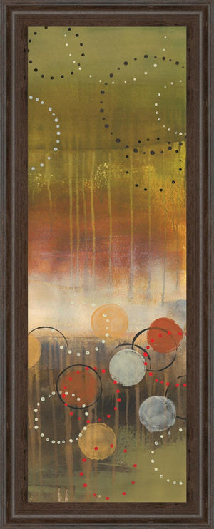 Circles In Green Panel Ii By Jeni Lee 18X42 Framed Print