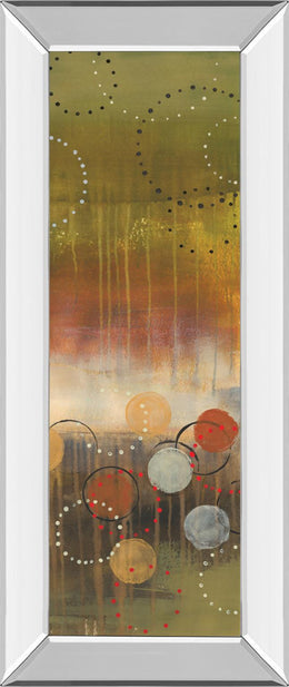 Mirrored Frame Circles In Green Panel Ii By Jeni Lee 18X42 Mirror Frame Print