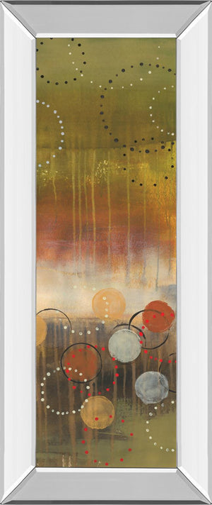 Mirrored Frame Circles In Green Panel Ii By Jeni Lee 18X42 Mirror Frame Print