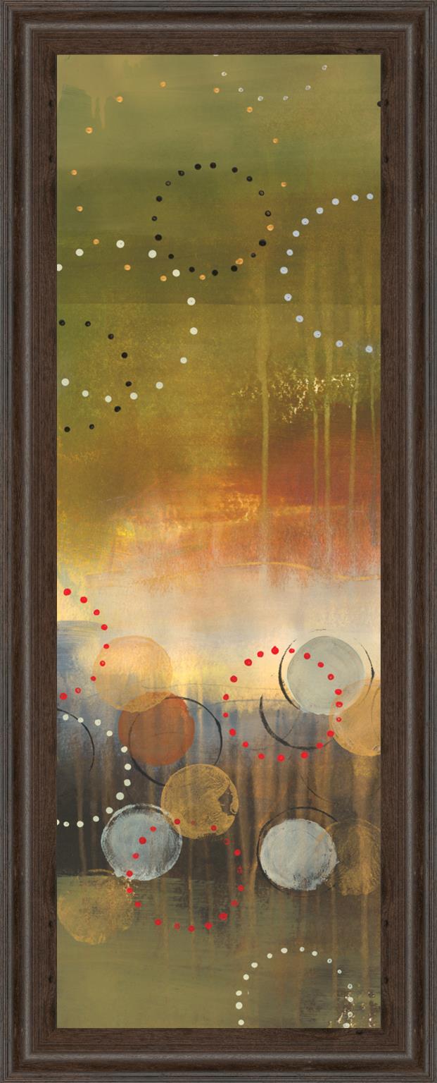 Circles In Green Panel I By Jeni Lee 18X42 Framed Print