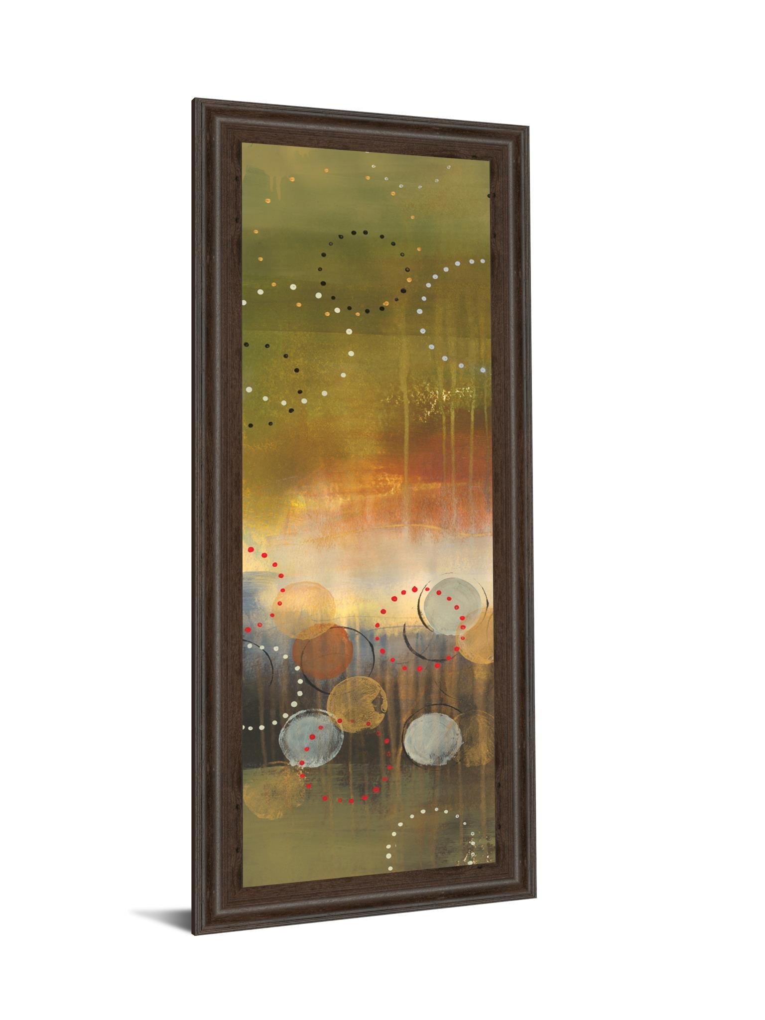 Circles In Green Panel I By Jeni Lee 18X42 Framed Print