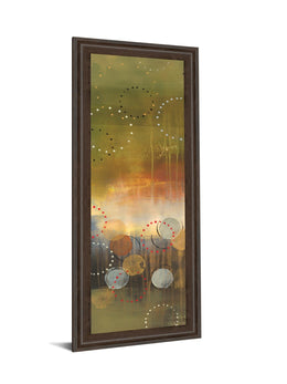 Circles In Green Panel I By Jeni Lee 18X42 Framed Print