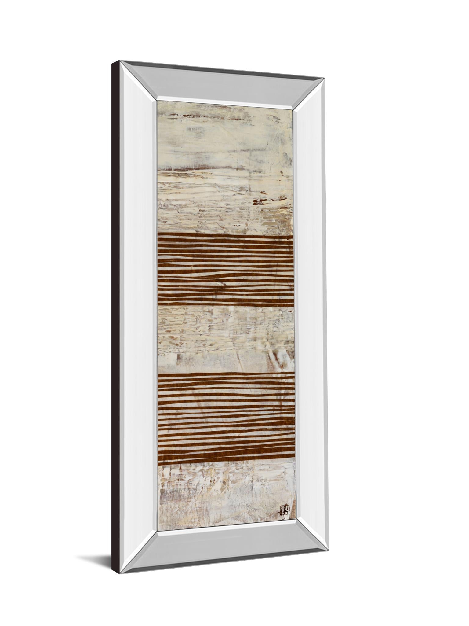 Mirrored Frame White Stripes Ii By Natalie Avondet 18X42 Mirror Frame Print