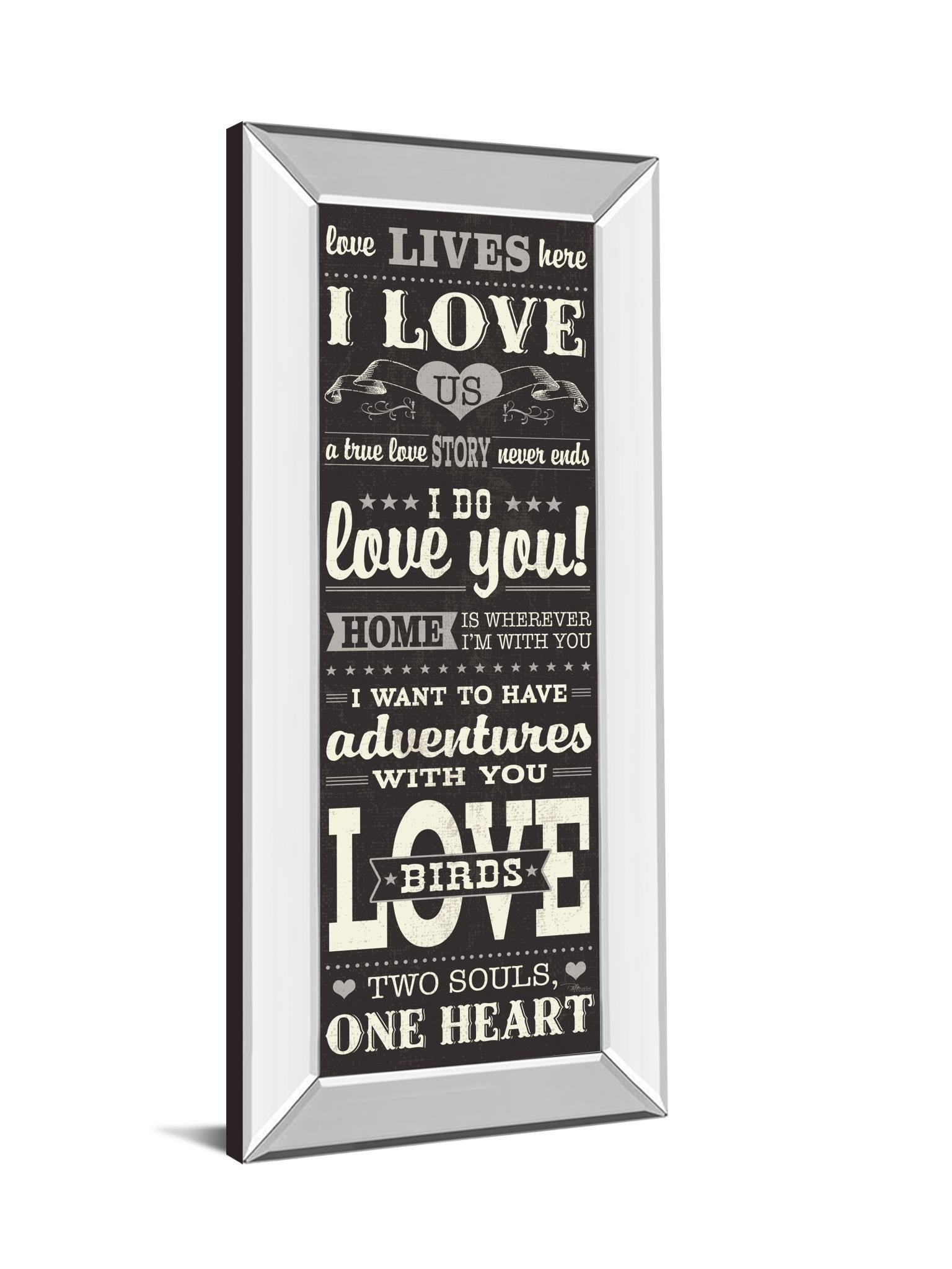 Mirrored Frame L-O-V-E Iii  By Pela Studio 18X42 Mirror Frame Print