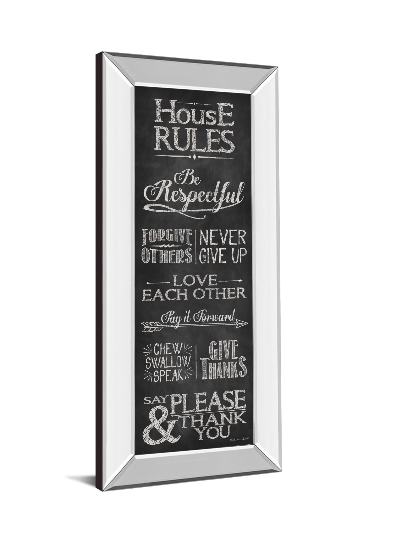 Mirrored Frame House Rules By Susan Ball 18X42 Mirror Frame Print