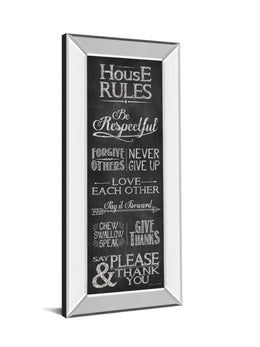 Mirrored Frame House Rules By Susan Ball 18X42 Mirror Frame Print