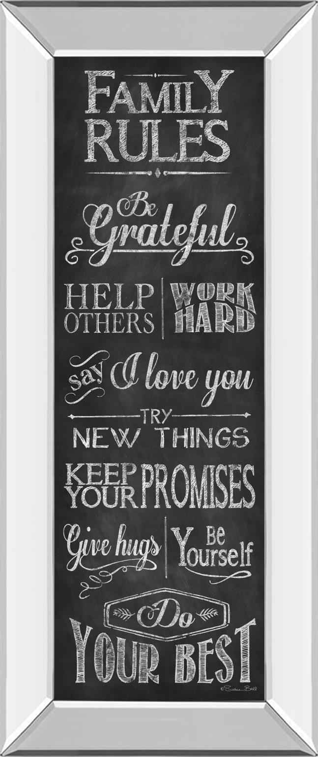 Mirrored Frame Family Rules By Susan Ball 18X42 Mirror Frame Print